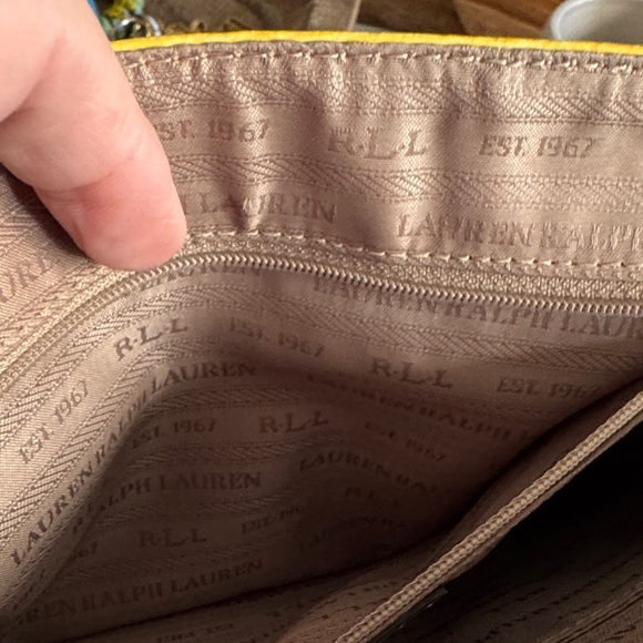 Lauren Ralph Lauren Yellow Leather Crossbody Messenger Bag - Picture 8 of 12